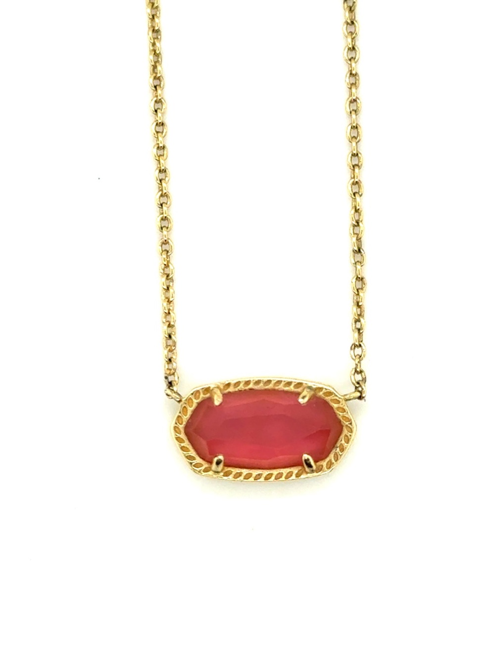 Kendra Scott Gold Necklace with Pink Faceted Stone